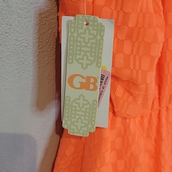 GB Neon Orange Dress Sleeveless Asymmetric Hem Party Cocktail Size S - Picture 3 of 4